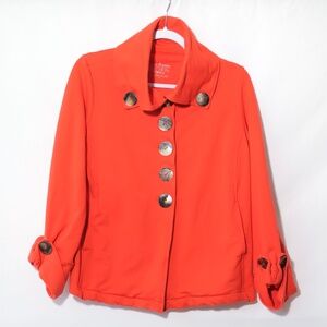 Neon Buddha Salmon Red Cotton Stretch Button Down Collar Jacket SIZE S